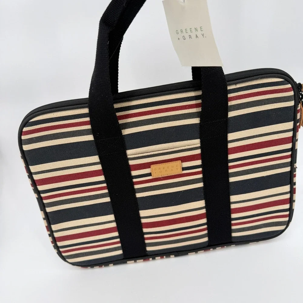 Greene & Gray‎ Brand NWT Striped Laptop Sleeve Nautical Preppy Academic Thin